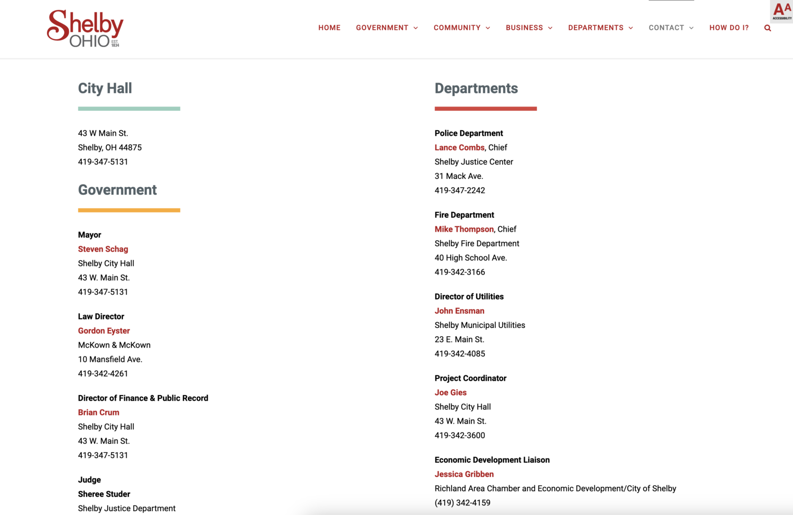 Shelby City Web - Contact